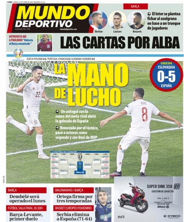 Portadas Diarios Deportivos Jueves 24/6/2021 Portadas Diarios Deportivos Jueves 24/6/2021