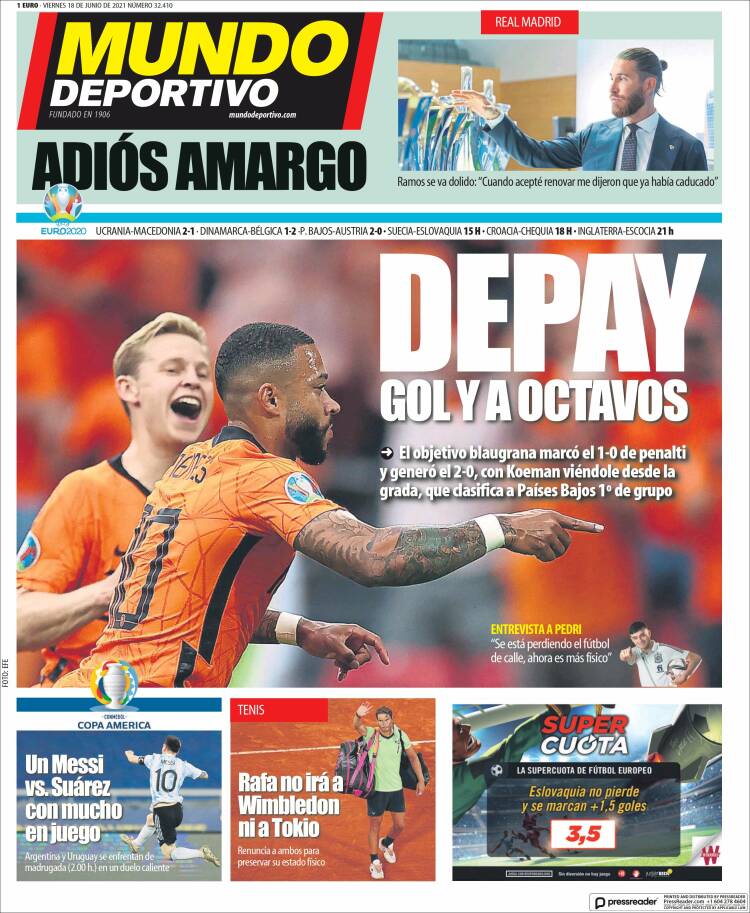 Portadas Diarios Deportivos Viernes 18/6/2021 Portadas Diarios Deportivos Viernes 18/6/2021