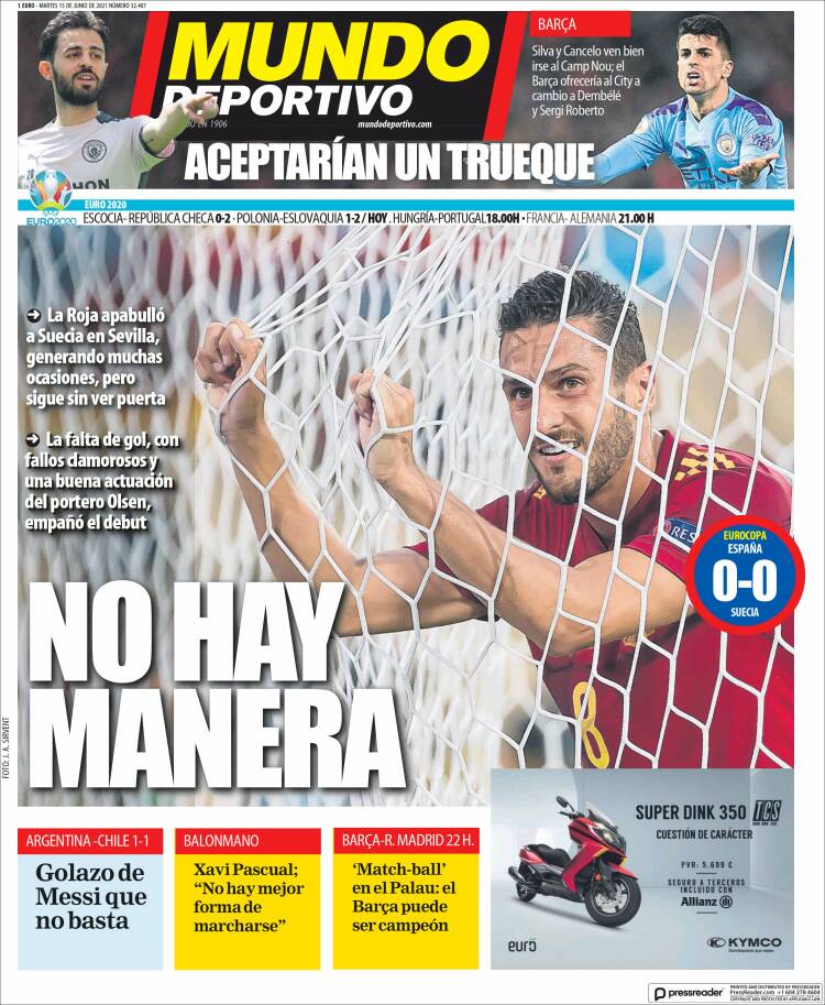 Portadas Diarios Deportivos Martes 15/6/2021 Portadas Diarios Deportivos Martes 15/6/2021