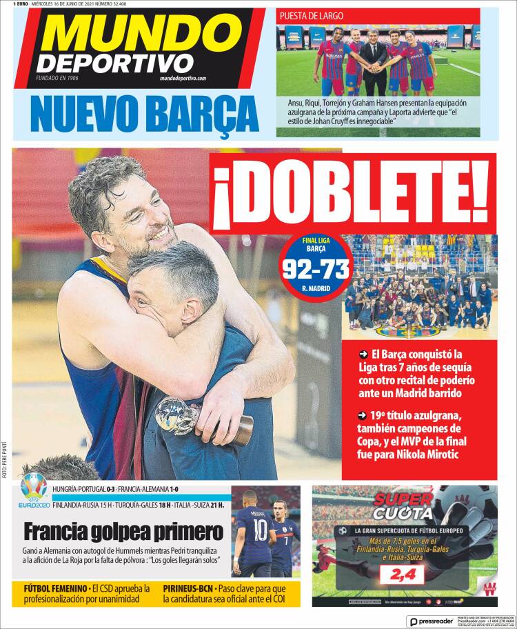 Portadas Diarios Deportivos Miércoles 16/6/2021