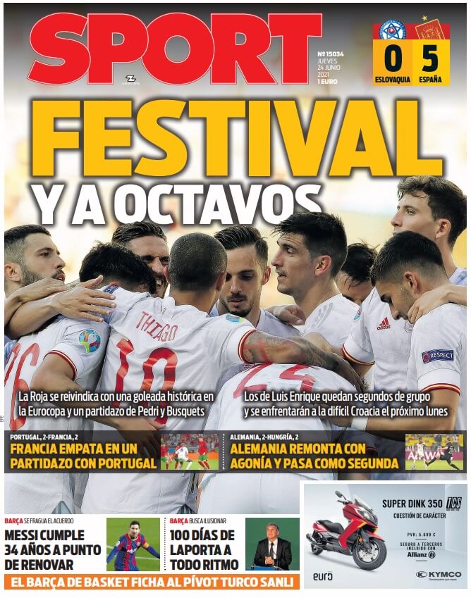 Portadas Diarios Deportivos Jueves 24/6/2021 Portadas Diarios Deportivos Jueves 24/6/2021