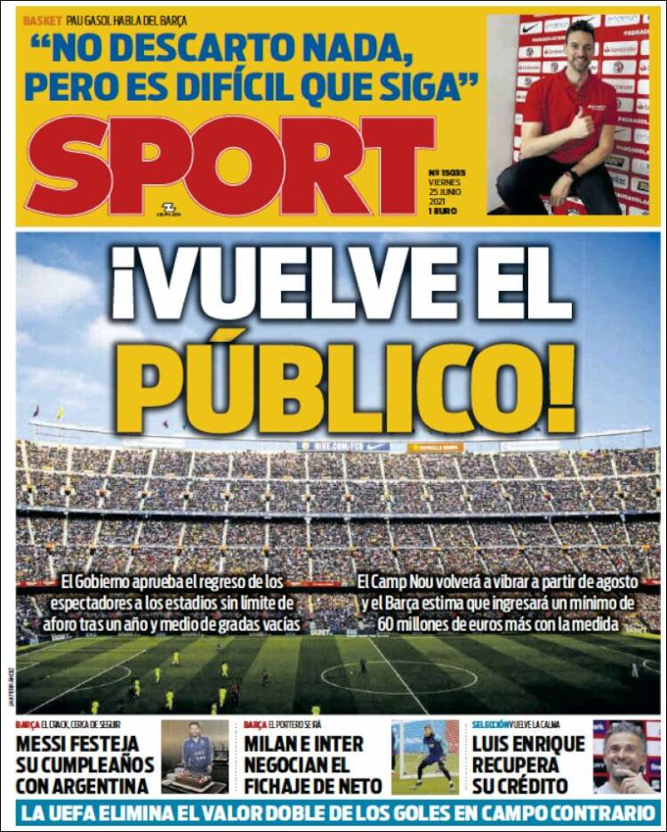 Portadas Diarios Deportivos Viernes 25/6/2021 Portadas Diarios Deportivos Viernes 25/6/2021