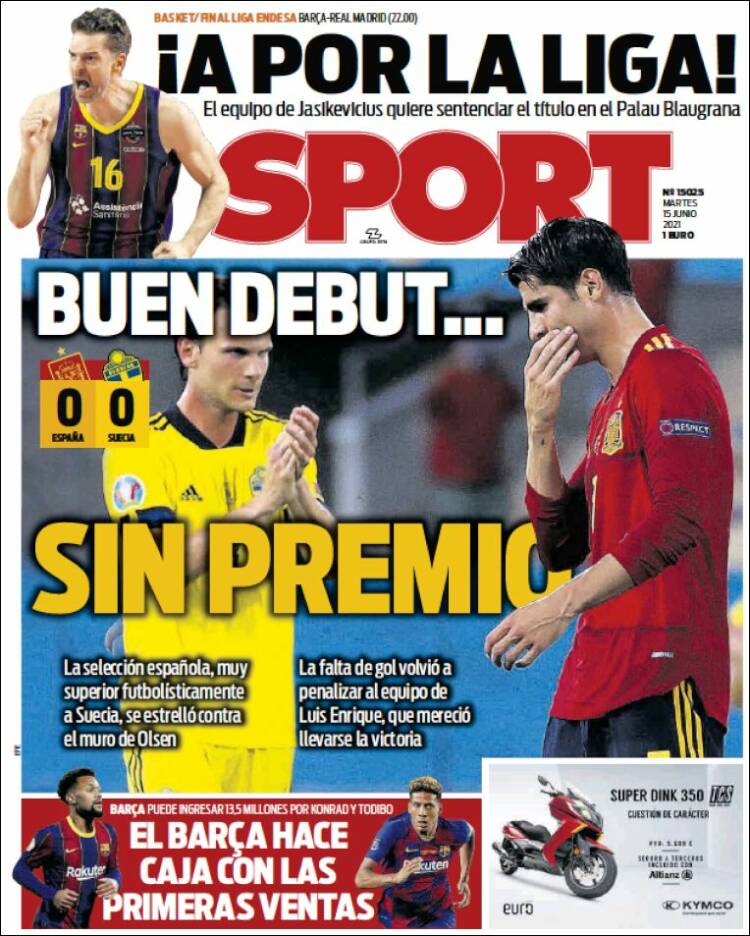 Portadas Diarios Deportivos Martes 15/6/2021 Portadas Diarios Deportivos Martes 15/6/2021