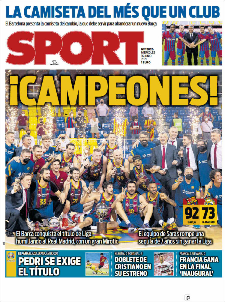 Portadas Diarios Deportivos Miércoles 16/6/2021