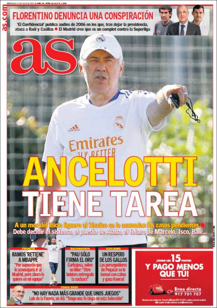 Portadas Diarios Deportivos Miércoles 14/7/2021 Portadas Diarios Deportivos Miércoles 14/7/2021