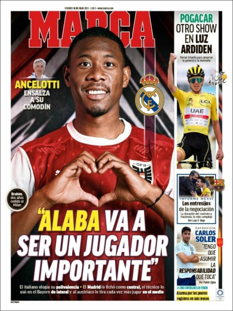 Portadas Diarios Deportivos Viernes 16/7/2021