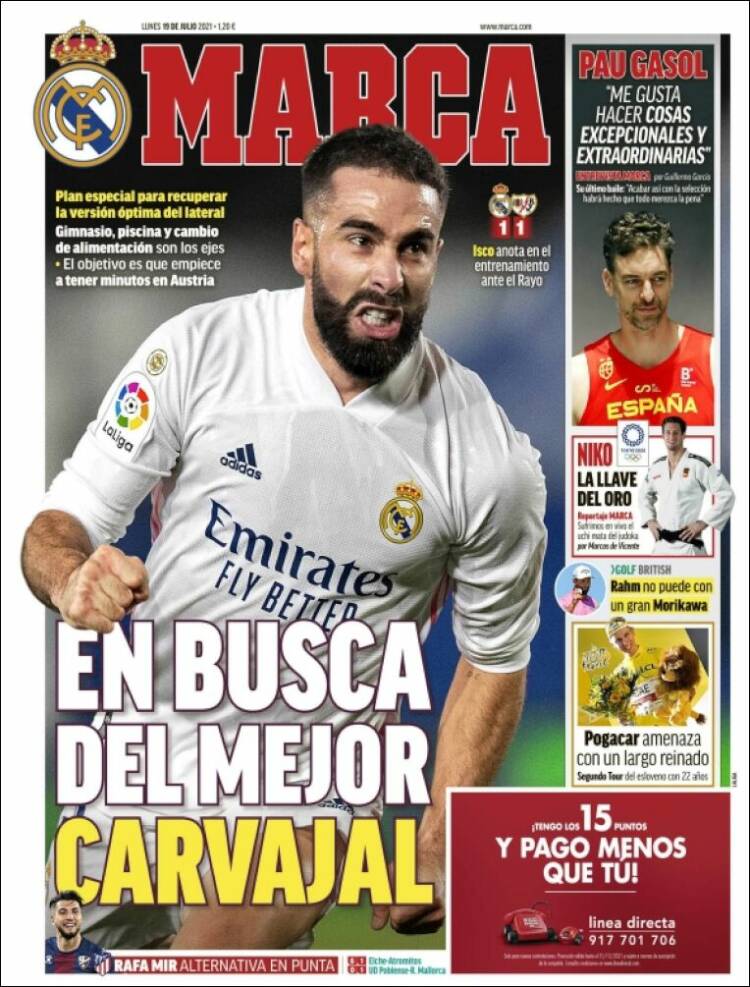 Portadas Diarios Deportivos Lunes 19/7/2021