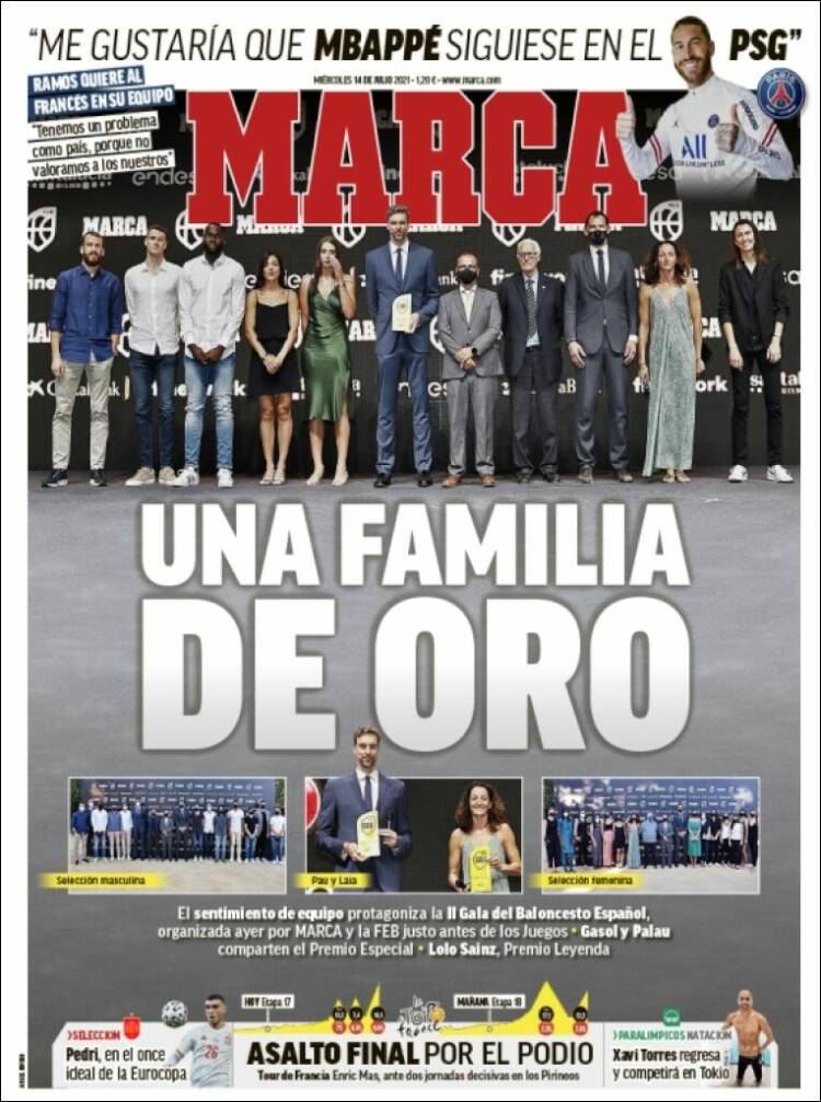 Portadas Diarios Deportivos Miércoles 14/7/2021 Portadas Diarios Deportivos Miércoles 14/7/2021