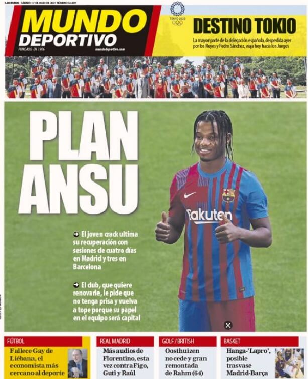 Portadas Diarios Deportivos Sábado 17/7/2021 Portadas Diarios Deportivos Sábado 17/7/2021