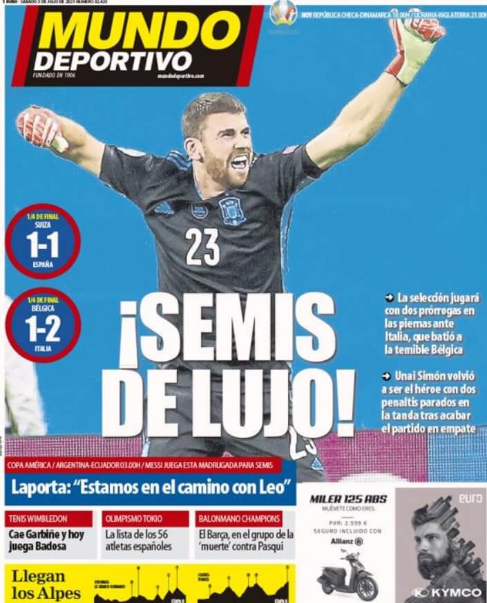 Portadas Diarios Deportivos Sábado 3/7/2021 Portadas Diarios Deportivos Sábado 3/7/2021