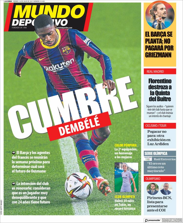 Portadas Diarios Deportivos Viernes 16/7/2021
