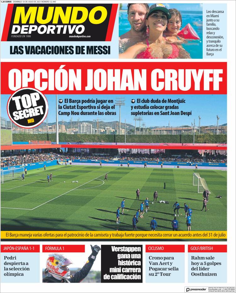 Portadas Diarios Deportivos Domingo 18/7/2021 Portadas Diarios Deportivos Domingo 18/7/2021