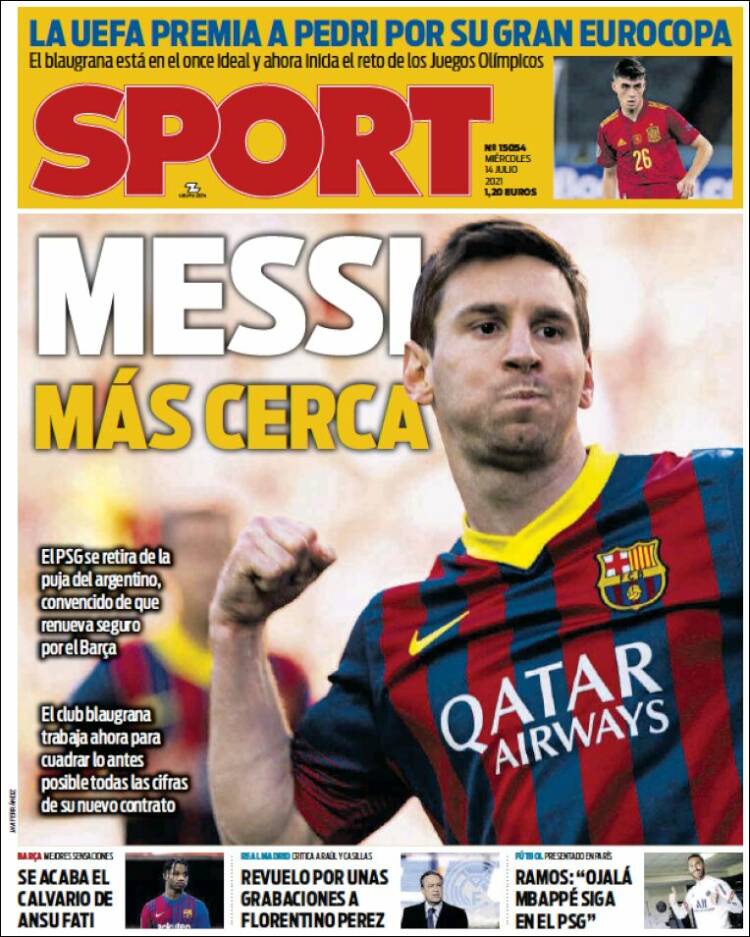 Portadas Diarios Deportivos Miércoles 14/7/2021 Portadas Diarios Deportivos Miércoles 14/7/2021