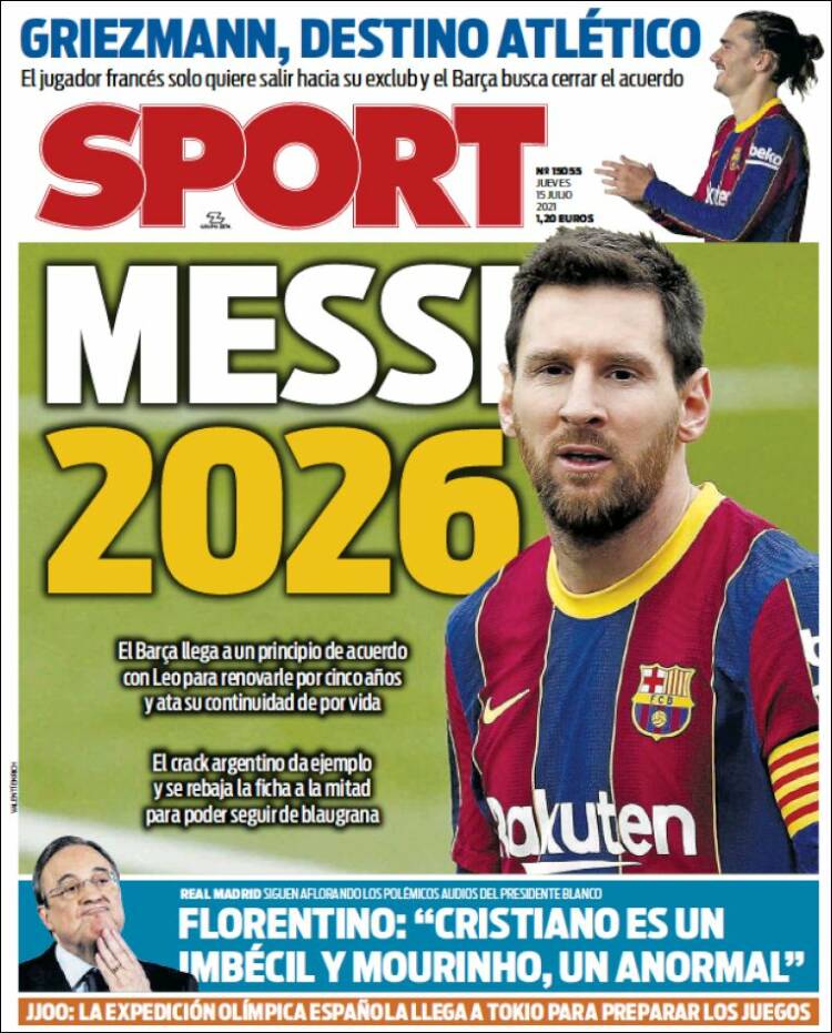 Portadas Diarios Deportivos Jueves 15/7/2021 