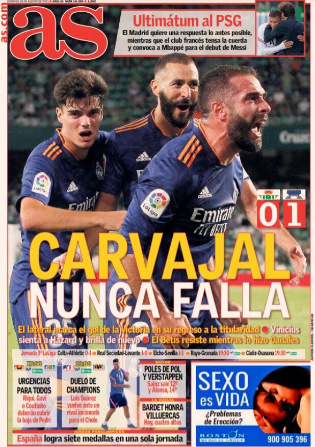 Portadas Diarios Deportivos Domingo 29/8/2021 Portadas Diarios Deportivos Domingo 29/8/2021