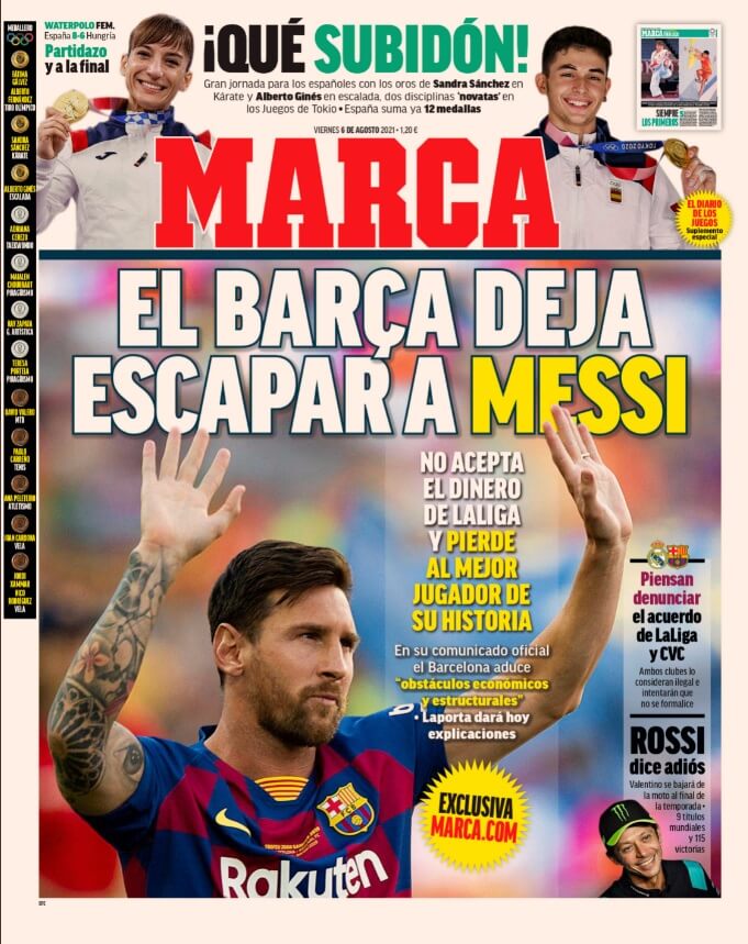 Portadas Diarios Deportivos Viernes 6/8/2021