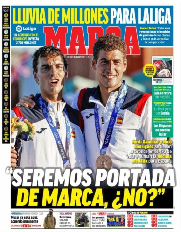 Portadas Diarios Deportivos Jueves 5/8/2021 Portadas Diarios Deportivos Jueves 5/8/2021