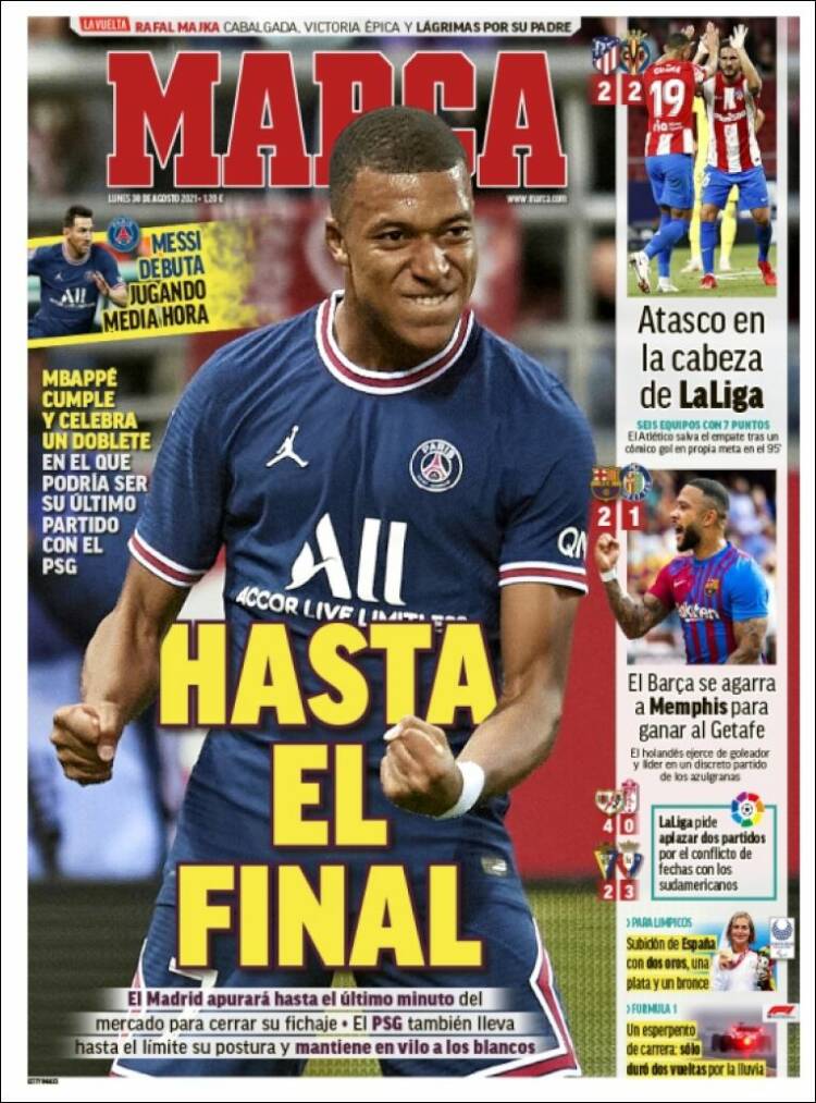 Portadas Diarios Deportivos Lunes 30/8/2021 Portadas Diarios Deportivos Lunes 30/8/2021