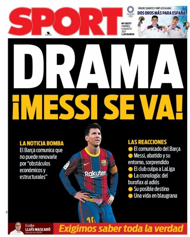 Portadas Diarios Deportivos Viernes 6/8/2021