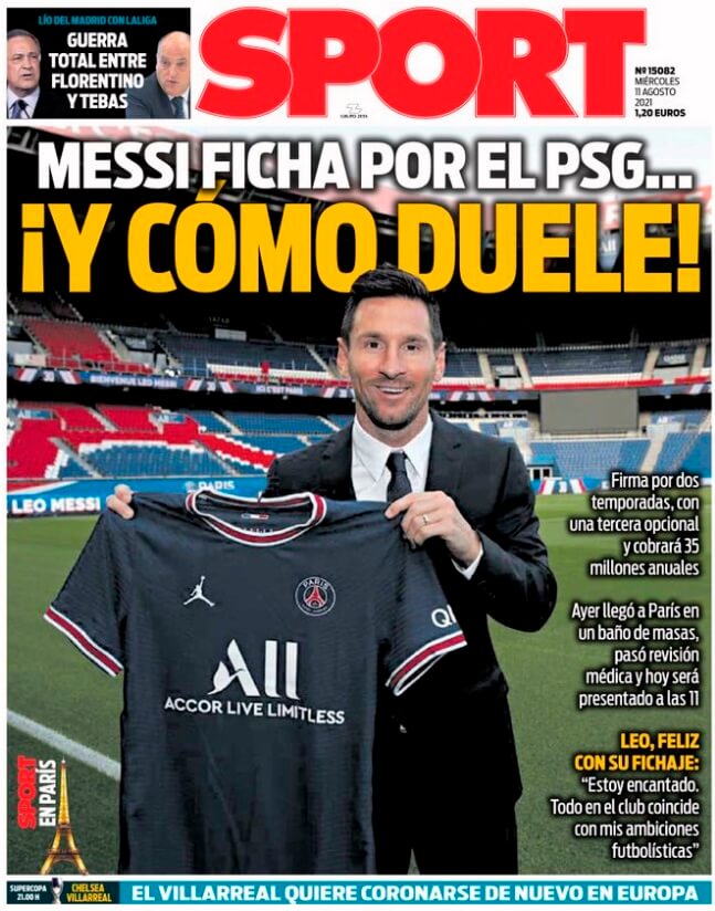Portadas Diarios Deportivos Miércoles 11/8/2021 Portadas Diarios Deportivos Miércoles 11/8/2021