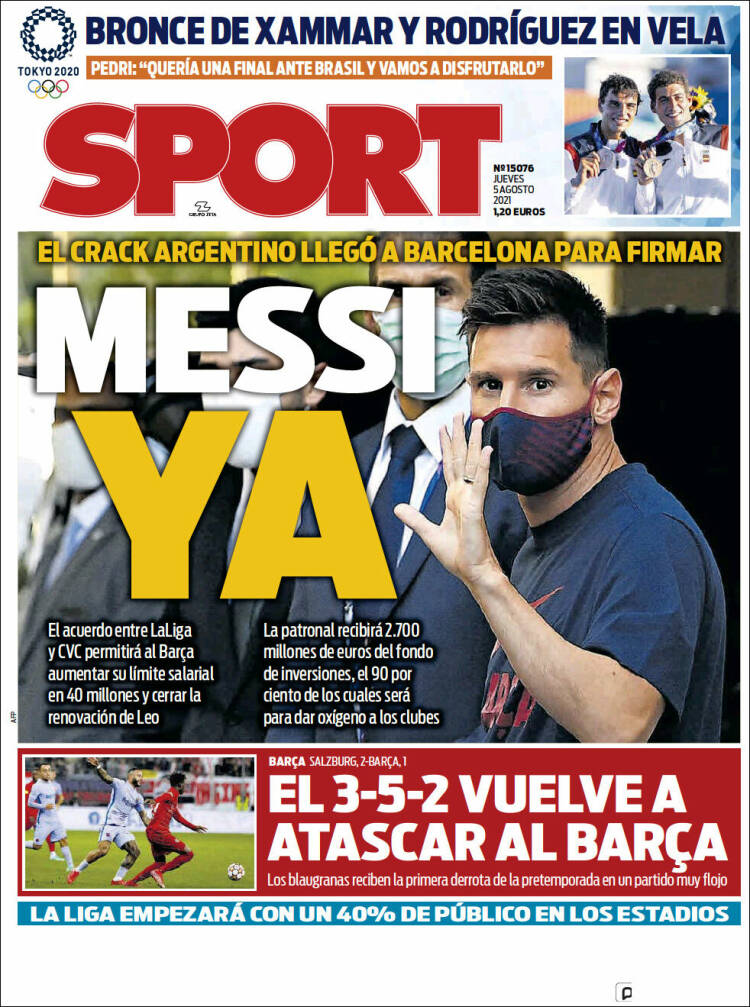 Portadas Diarios Deportivos Jueves 5/8/2021 Portadas Diarios Deportivos Jueves 5/8/2021