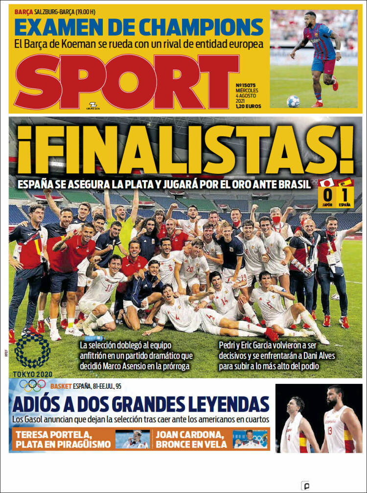 Portadas Diarios Deportivos Miércoles 4/8/2021 Portadas Diarios Deportivos Miércoles 4/8/2021