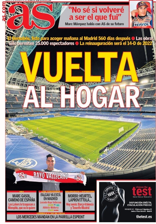 Portadas Deportivas de España 11/9/2021 Portadas Deportivas de España 11/9/2021