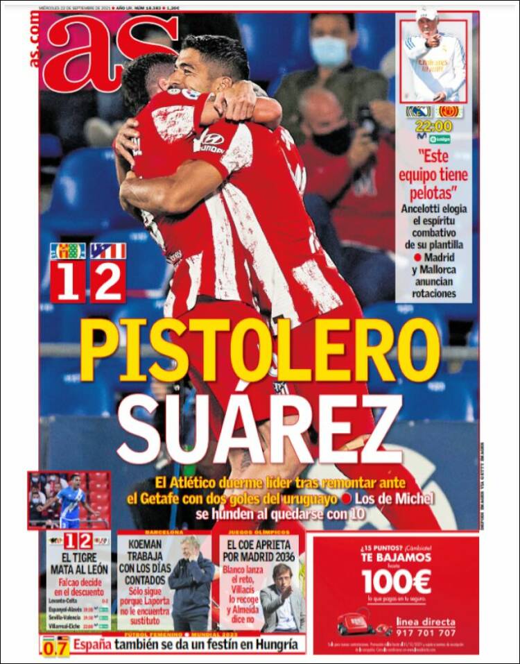 Portadas Deportivas de España 22/9/2021 Portadas Deportivas de España 22/9/2021