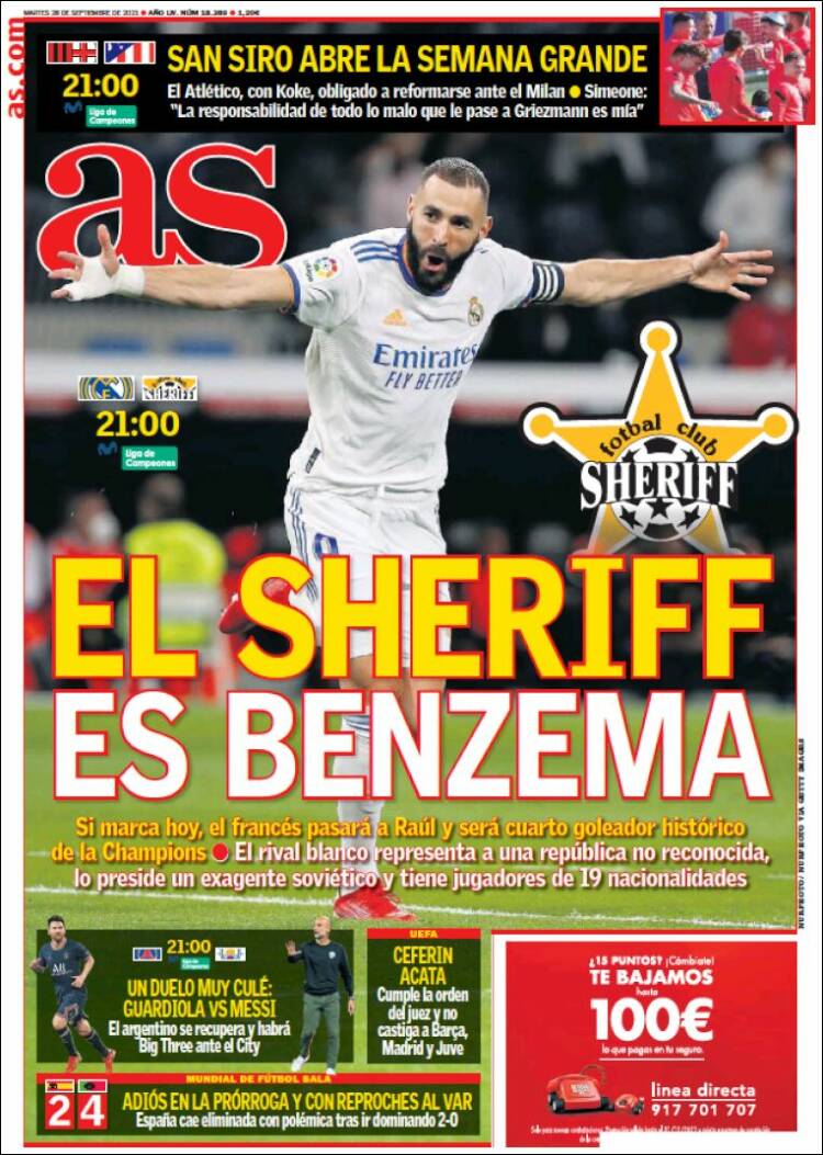 Portadas Deportivas de España 28/9/2021 Portadas Deportivas de España 28/9/2021