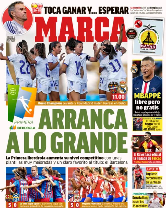 Portadas Deportivas de España 5/9/2021