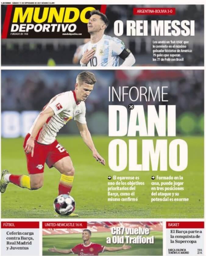 Portadas Deportivas de España 11/9/2021 Portadas Deportivas de España 11/9/2021