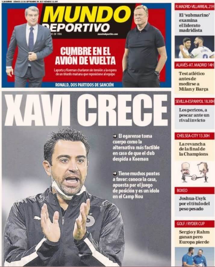 Portadas Deportivas de España 25/9/2021