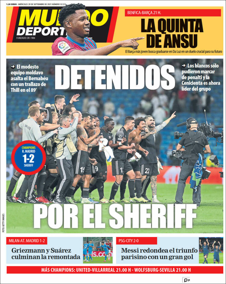 Portadas Deportivas de España 29/9/2021
