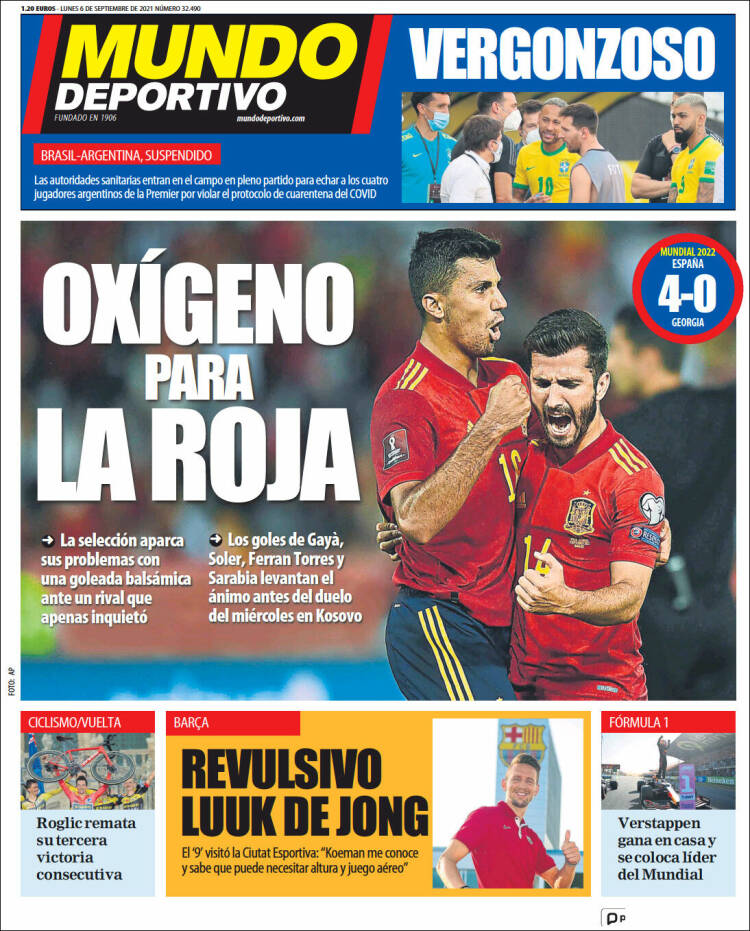 Portadas Deportivas de España 6/9/2021