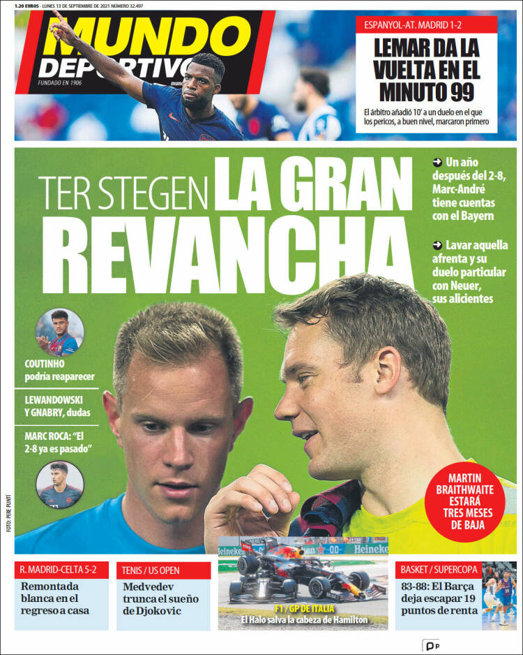 Portadas Deportivas de España 13/9/2021 Portadas Deportivas de España 13/9/2021