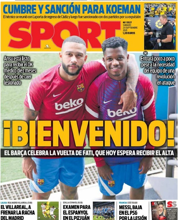 Portadas Deportivas de España 25/9/2021