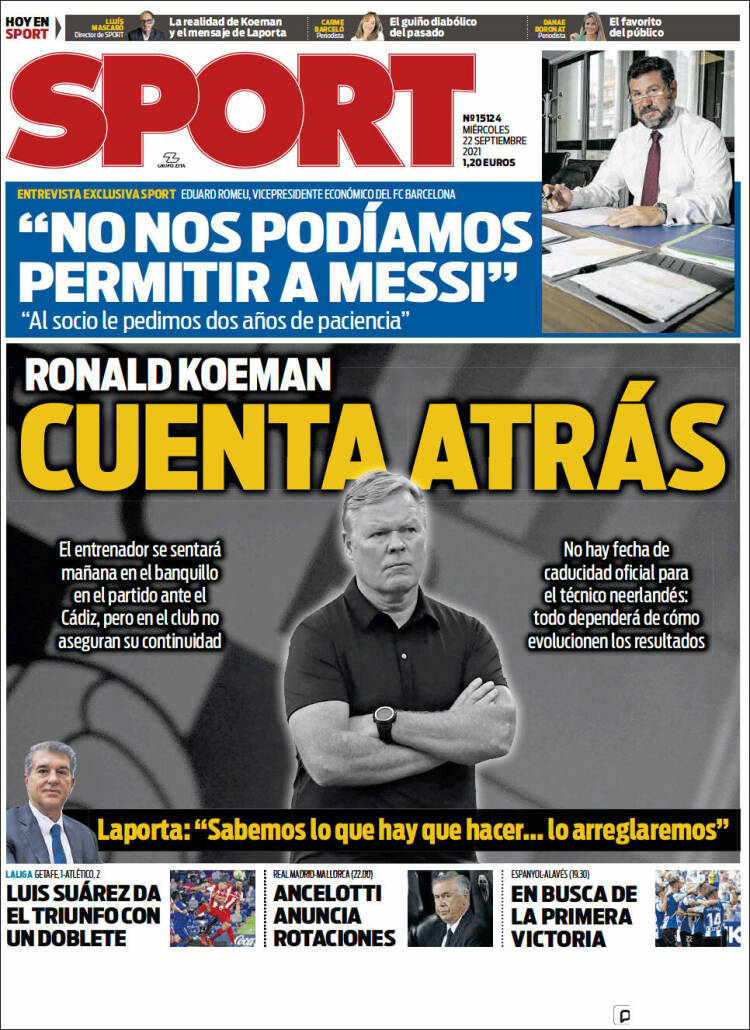 Portadas Deportivas de España 22/9/2021 Portadas Deportivas de España 22/9/2021