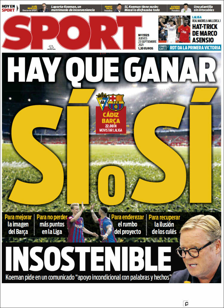 Portadas Deportivas de España 23/9/2021