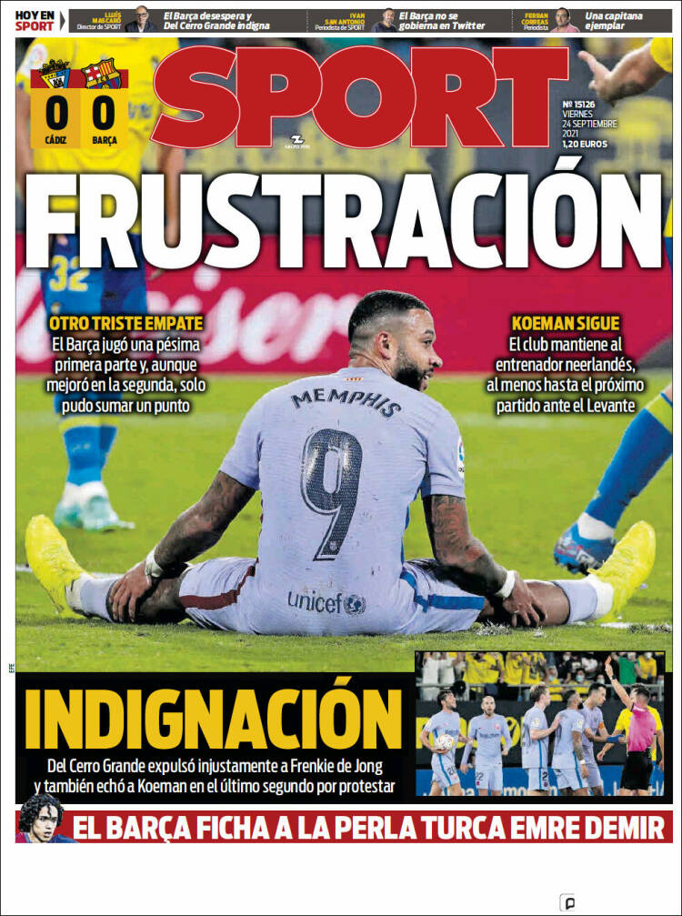 Portadas Deportivas de España 24/9/2021
