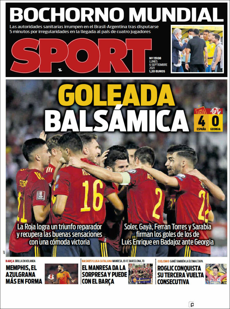 Portadas Deportivas de España 6/9/2021