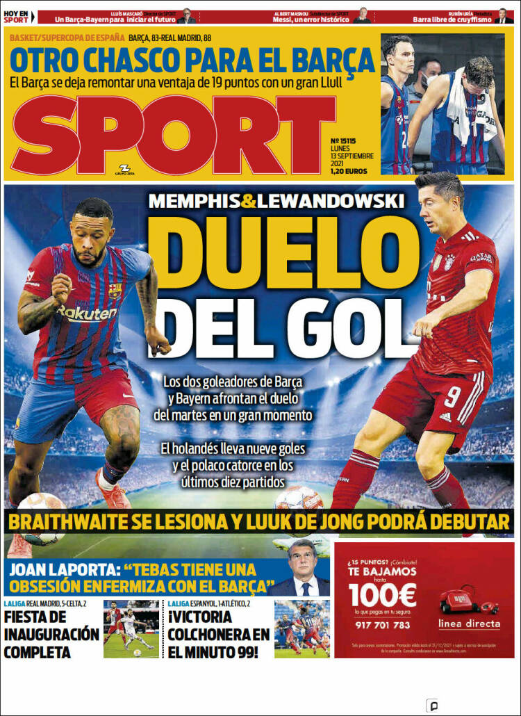 Portadas Deportivas de España 13/9/2021 Portadas Deportivas de España 13/9/2021