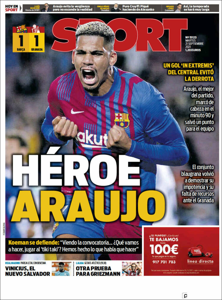 Portadas Deportivas de España 21/9/2021 Portadas Deportivas de España 21/9/2021