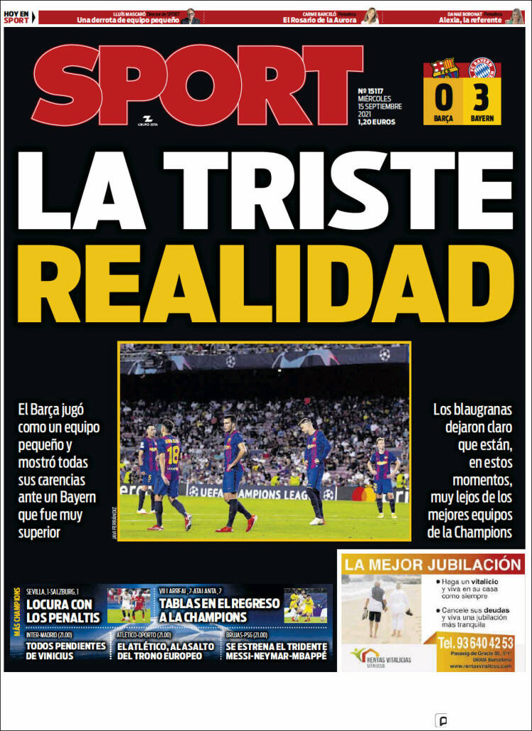 Portadas Deportivas de España 15/9/2021 Portadas Deportivas de España 15/9/2021