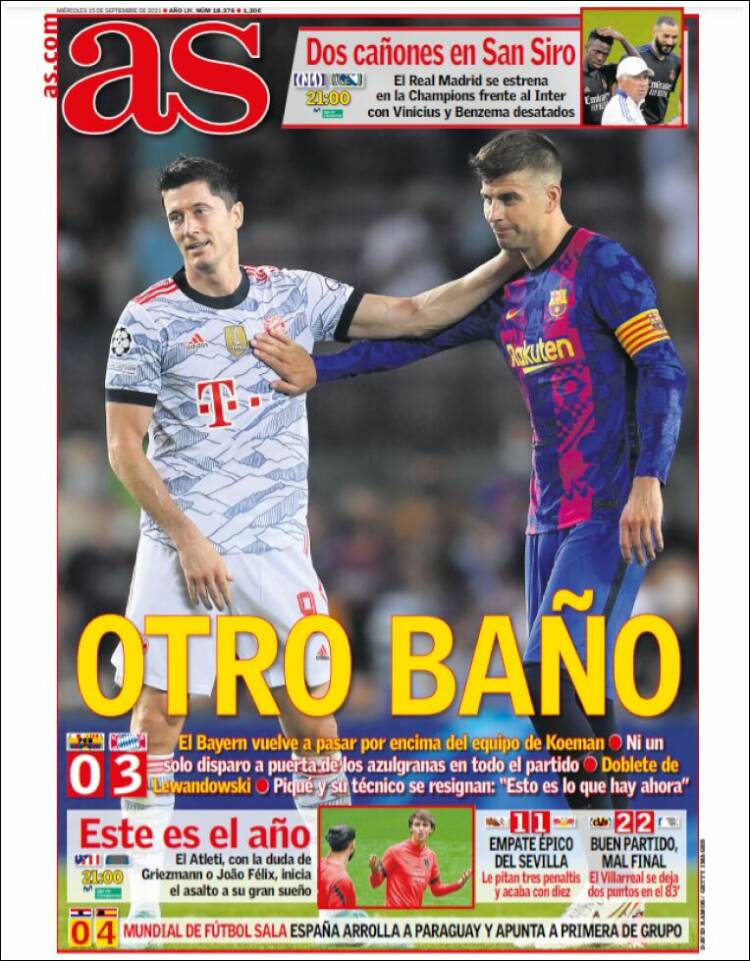 Portadas Deportivas de España 15/9/2021 Portadas Deportivas de España 15/9/2021