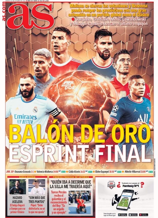 Portadas Deportivas de España 23/10/2021