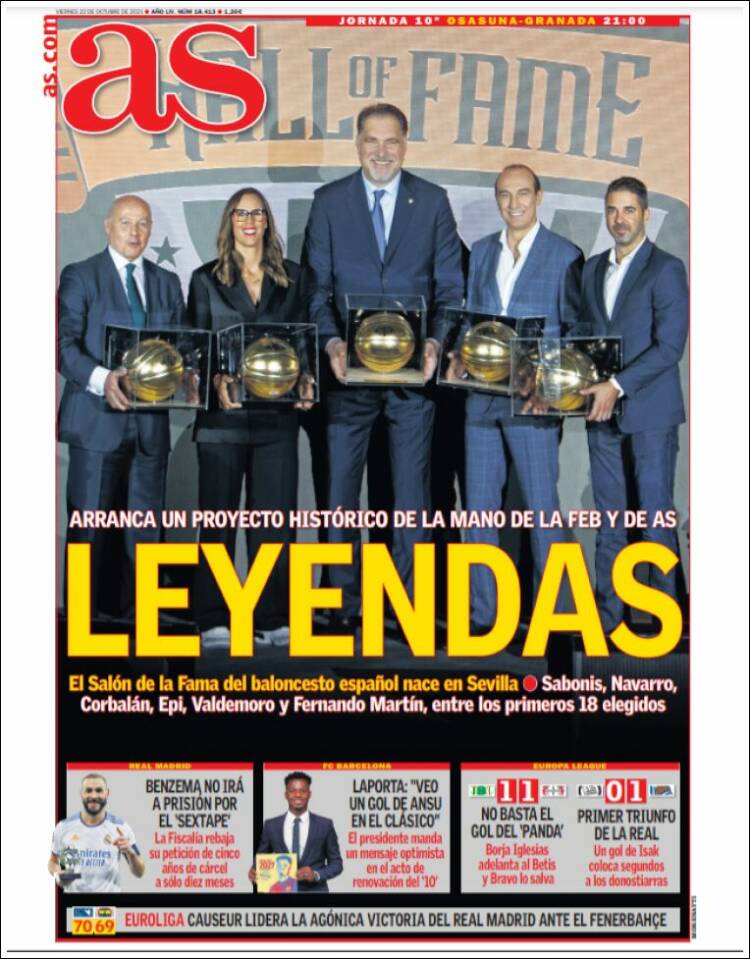 Portadas Deportivas de España 22/10/2021 Portadas Deportivas de España 22/10/2021