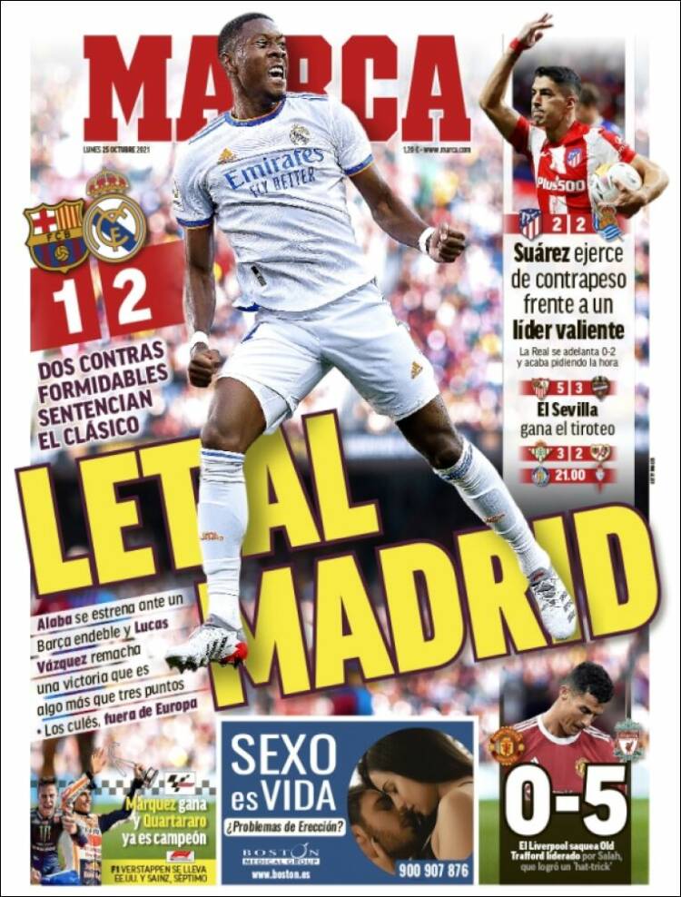 Portadas Deportivas de España 25/10/2021