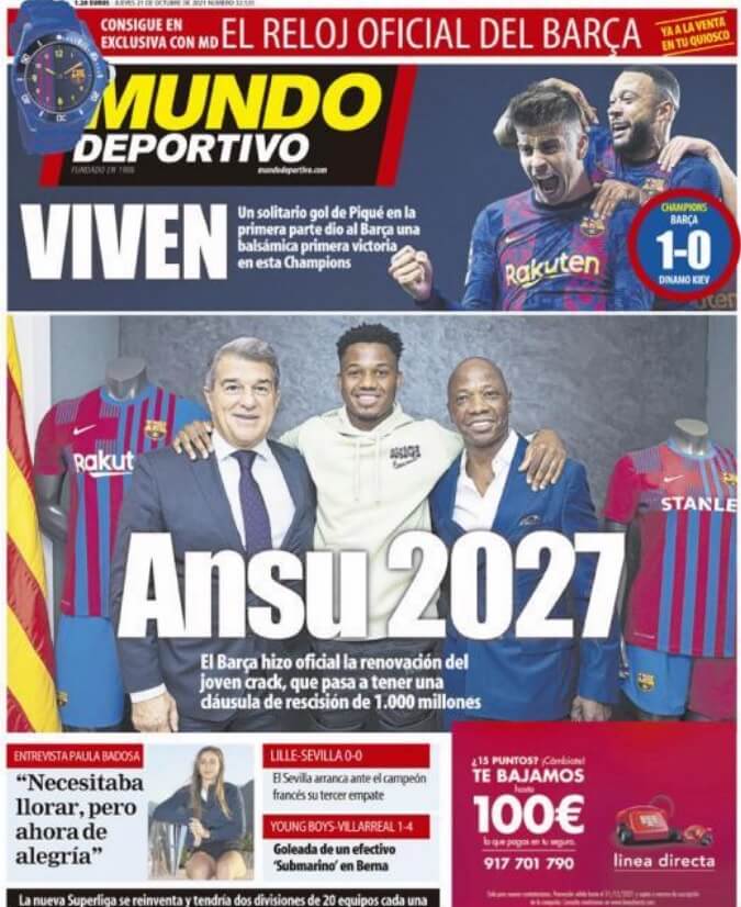 Portadas Deportivas de España 21/10/2021 Portadas Deportivas de España 21/10/2021