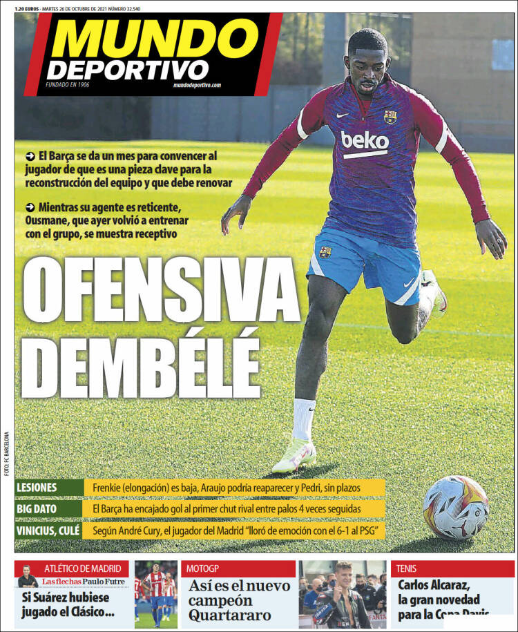 Portadas Deportivas de España 26/10/2021