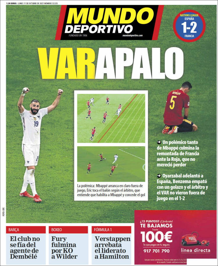 Portadas Deportivas de España 11/10/2021 